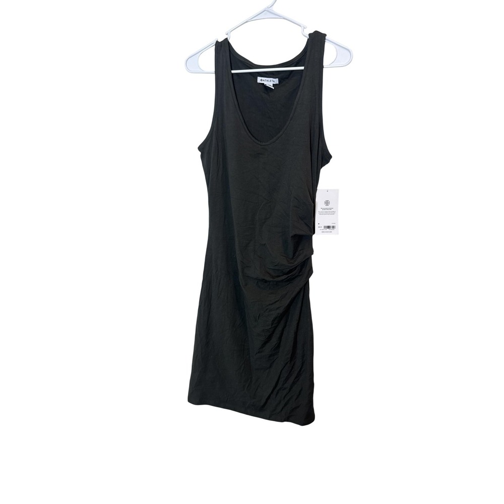 Athleta Della Dress Womens M Gray Supima Cotton Ruched Tank Bodycon Short Travel